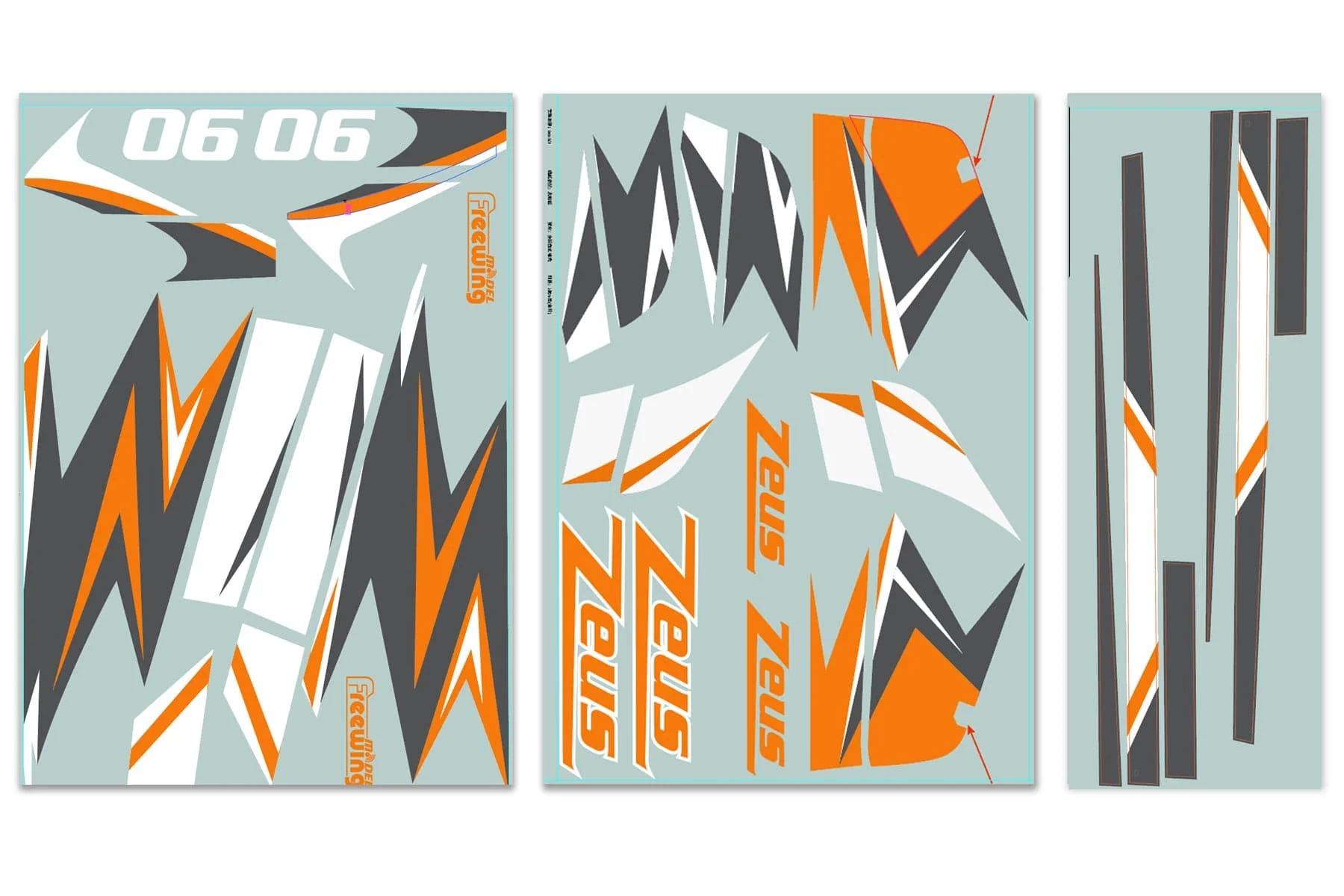 Freewing 90mm EDF orange Zeus Decal Set
